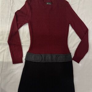 BCX Maroon and Charcoal Long Sleeve Dress